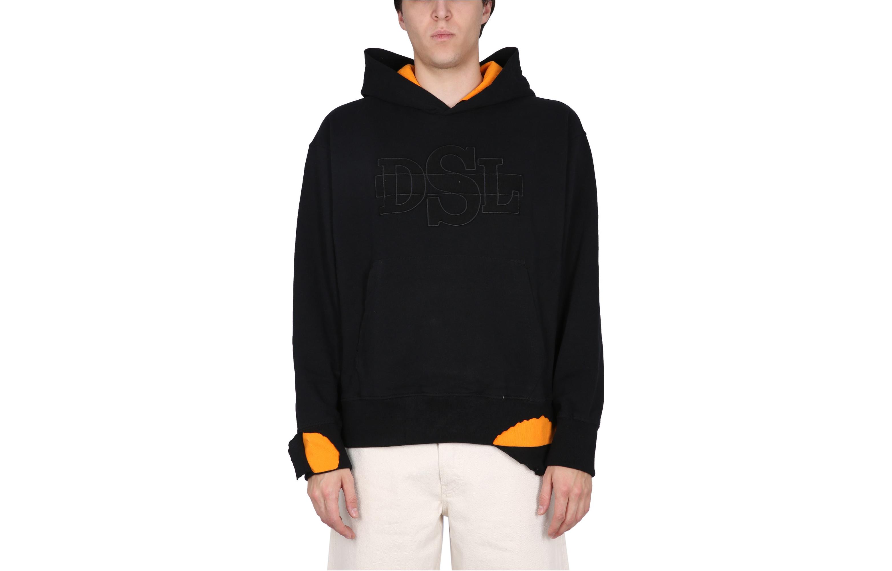 Diesel SS23 Black Hoodie with Solid Color Logo Print A085650DFAF-900A