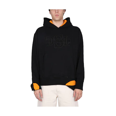 Diesel SS23 Black Hoodie with Solid Color Logo Print A085650DFAF-900A