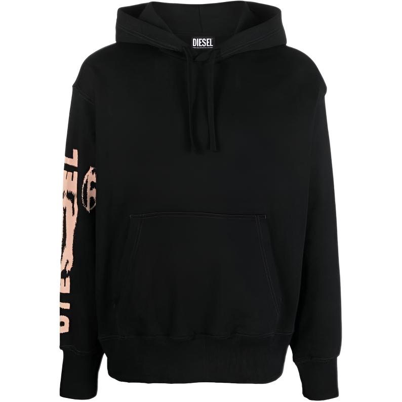 Diesel SS23 Black Hoodie with Solid Letter Print Design A090220EJAB-900