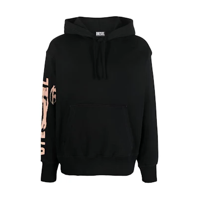 Diesel SS23 Black Hoodie with Solid Letter Print Design A090220EJAB-900