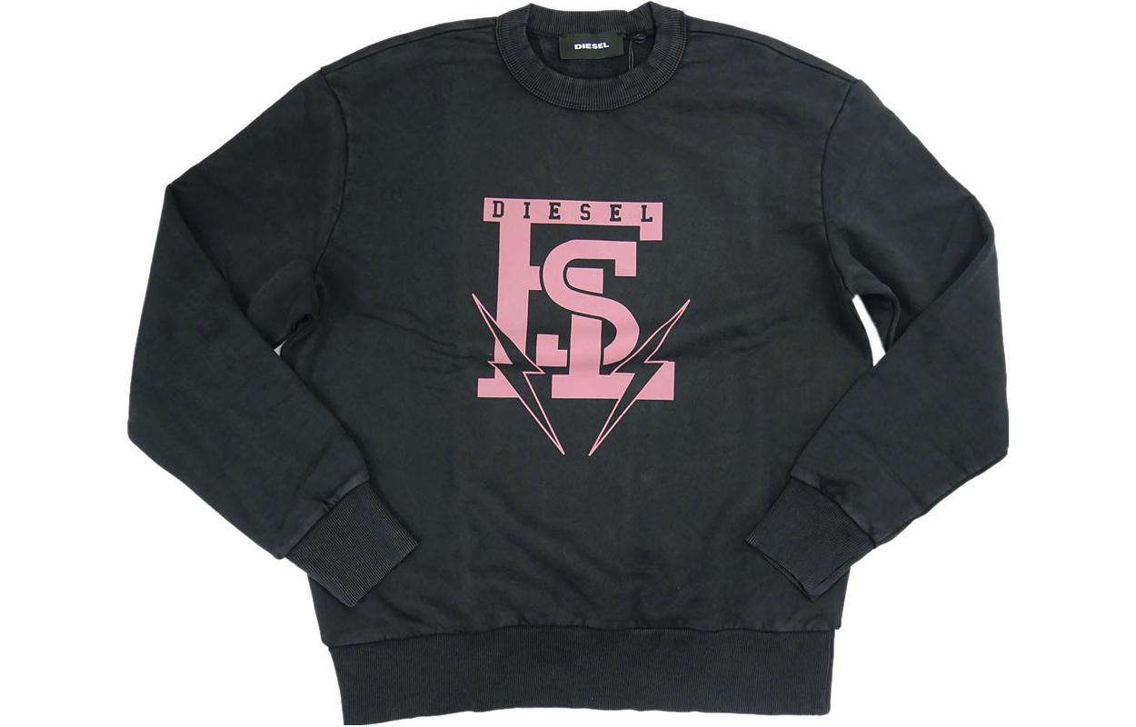Diesel SS23 Black Logo Print Crewneck Casual Sweatshirt 00SZMK0BAWU-900