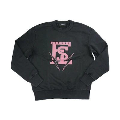 Diesel SS23 Black Logo Print Crewneck Casual Sweatshirt 00SZMK0BAWU-900