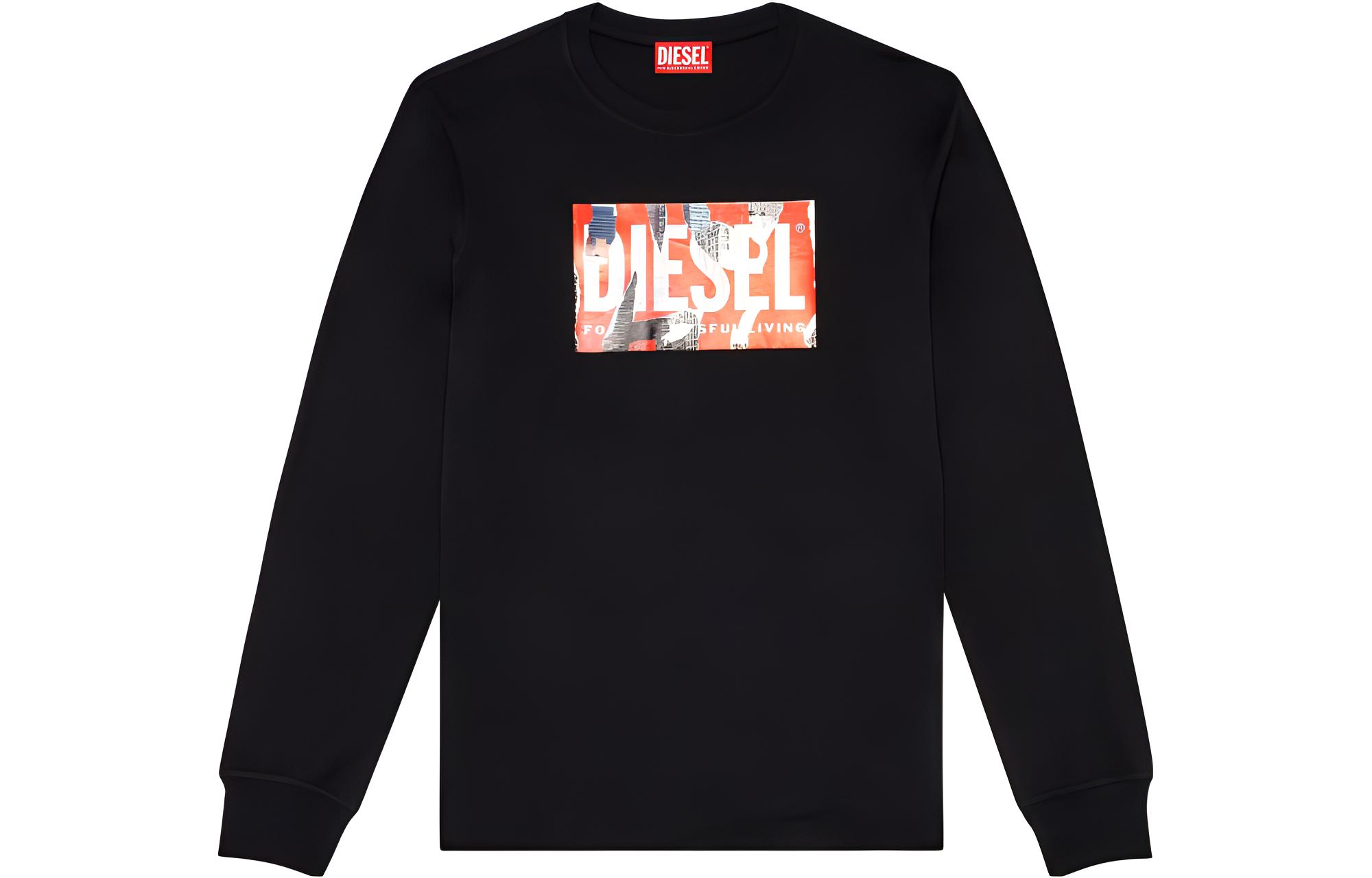 Diesel SS23 Black Long-Sleeve Sweatshirt with Letter Print A125260CATM-9XX