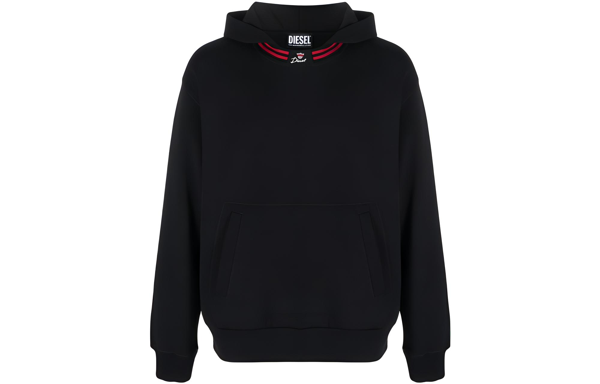 Diesel SS23 Black Solid Color Casual Hoodie A085240CJAD900