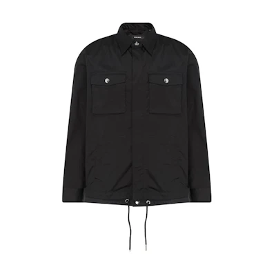 Diesel SS23 Black Solid Color Zip-Up Drawstring Collar Jacket 00SEBI0KAXL-9XX