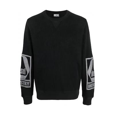 Diesel SS23 Black Sweatshirt with Letter Print A087050BKAA-900