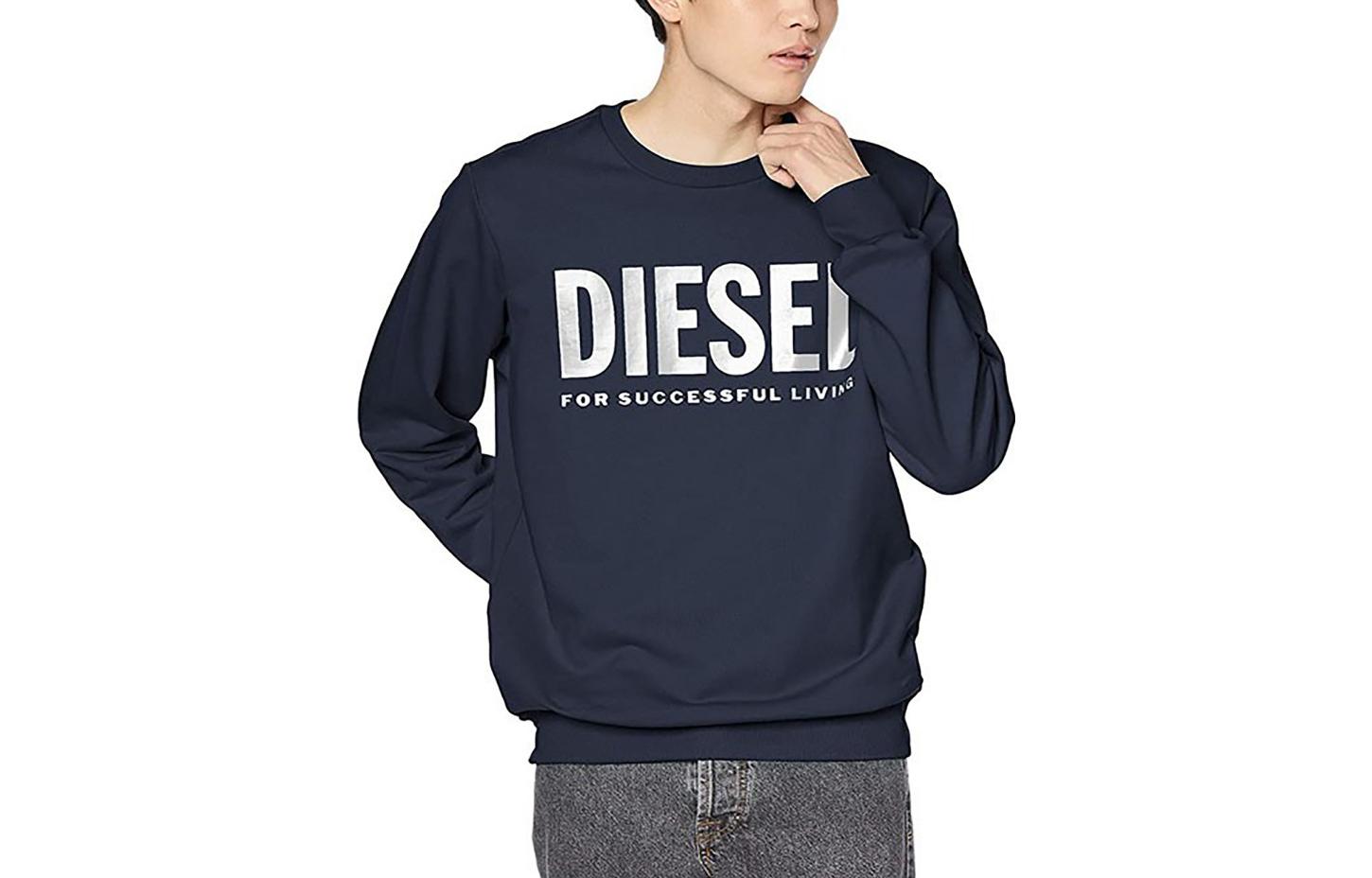 Diesel SS23 Blue Long-Sleeve Sweatshirt with Logo Print 00SWFH0BAWT-81E