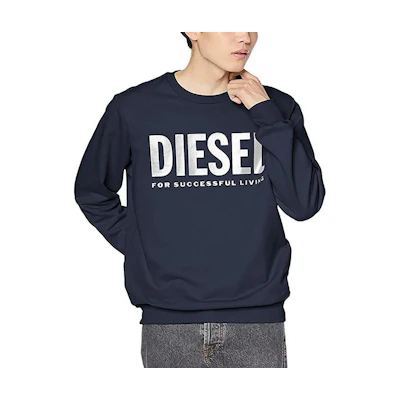 Diesel SS23 Blue Long-Sleeve Sweatshirt with Logo Print 00SWFH0BAWT-81E