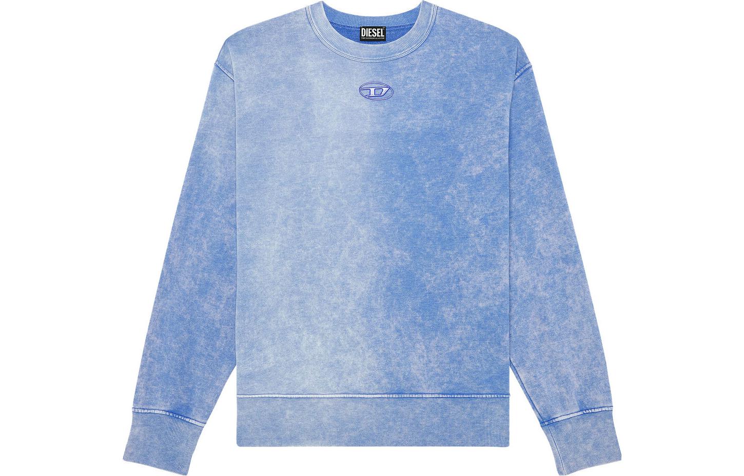 Diesel SS23 Blue Tie-Dye Crewneck Logo Sweatshirt A085400AIJJ-8II