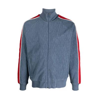 Diesel SS23 Blue Zip-Up Striped Detail High-Neck Jacket A090180EJAF87PA