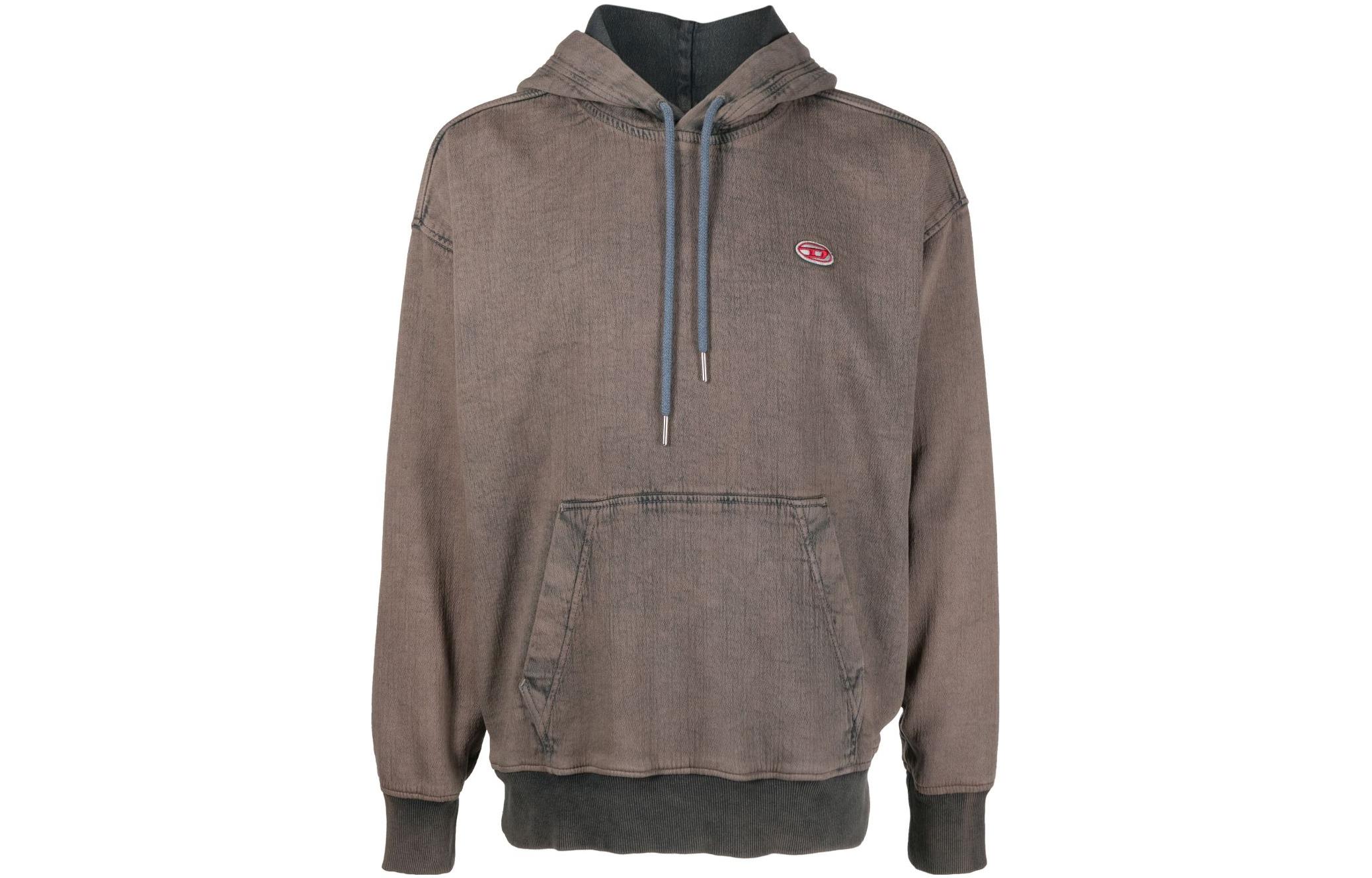 Diesel SS23 Brown Solid Color Oversized Hoodie Long Sleeve A0393909H04