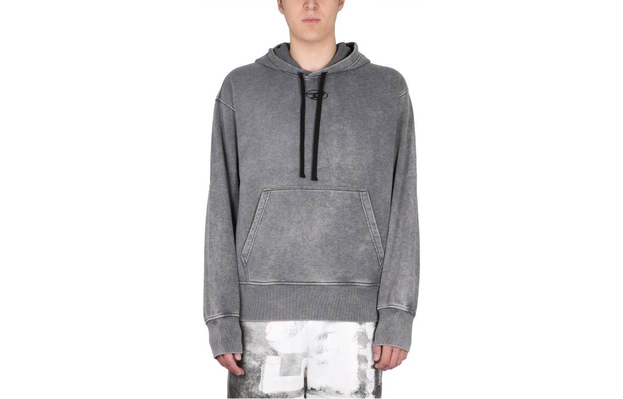 Diesel SS23 Distressed Drawstring Long Sleeve Sweatshirt Men’s Grey A085330AIJJ900