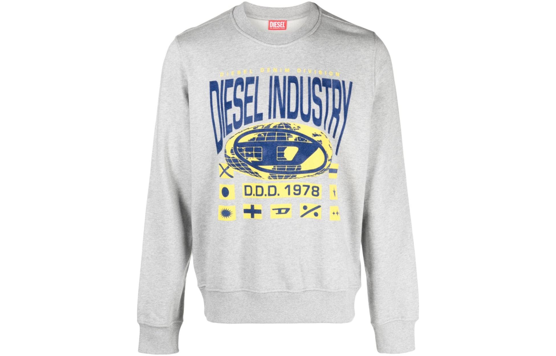 Diesel SS23 Grey Long-Sleeve Sweatshirt with Letter Print Design A035690BEAF