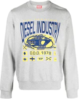 Diesel SS23 Grey Long-Sleeve Sweatshirt with Letter Print Design A035690BEAF Diesel SS23 Grey Long-Sleeve Sweatshirt with Letter Print Design A035690BEAF