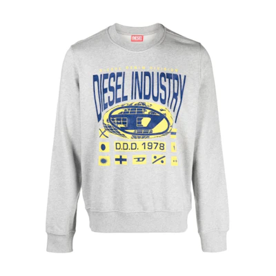 Diesel SS23 Grey Long-Sleeve Sweatshirt with Letter Print Design A035690BEAF