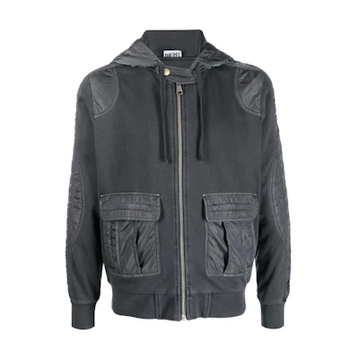 Diesel SS23 Grey Patchwork Utility Pocket Cardigan Jacket A090350LCAL-900