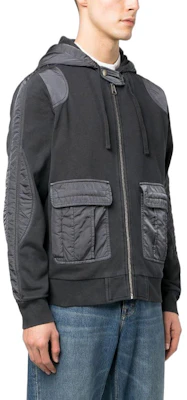 Diesel SS23 Grey Patchwork Utility Pocket Cardigan Jacket A090350LCAL-900 Purchase Diesel SS23 Grey Patchwork Utility Pocket Cardigan Jacket A090350LCAL-900