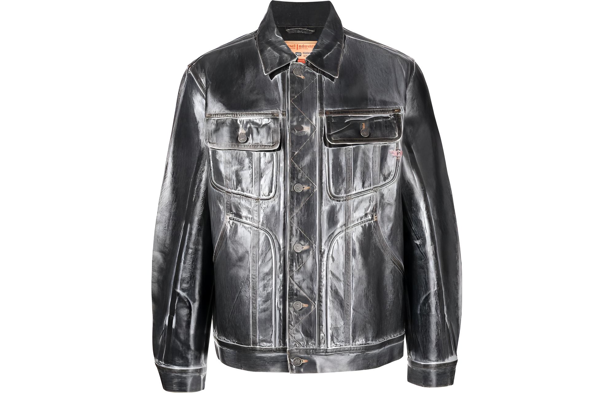 Diesel SS23 Grey Solid Button-Up Denim Jacket A03513007I4