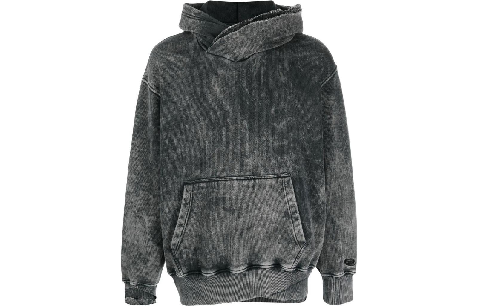 Diesel SS23 Grey Solid Color Drawstring Sleeve Hoodie A075930BVFH-93R