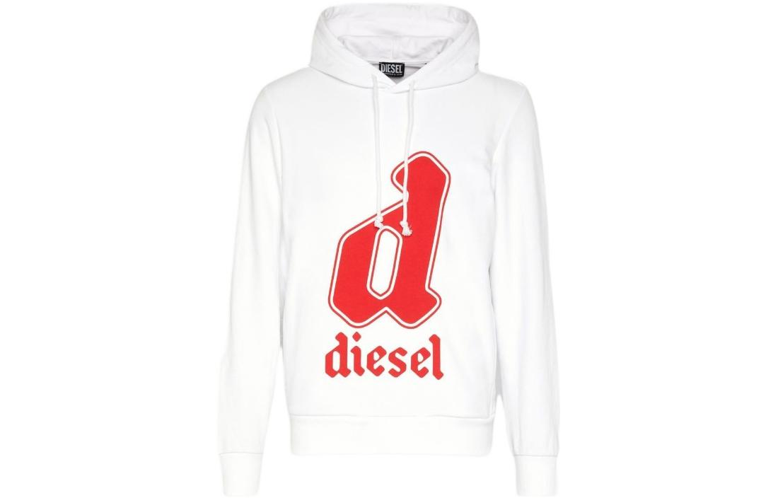 Diesel SS23 Letter Logo Print Drawstring Hoodie White A086990HAYT-100
