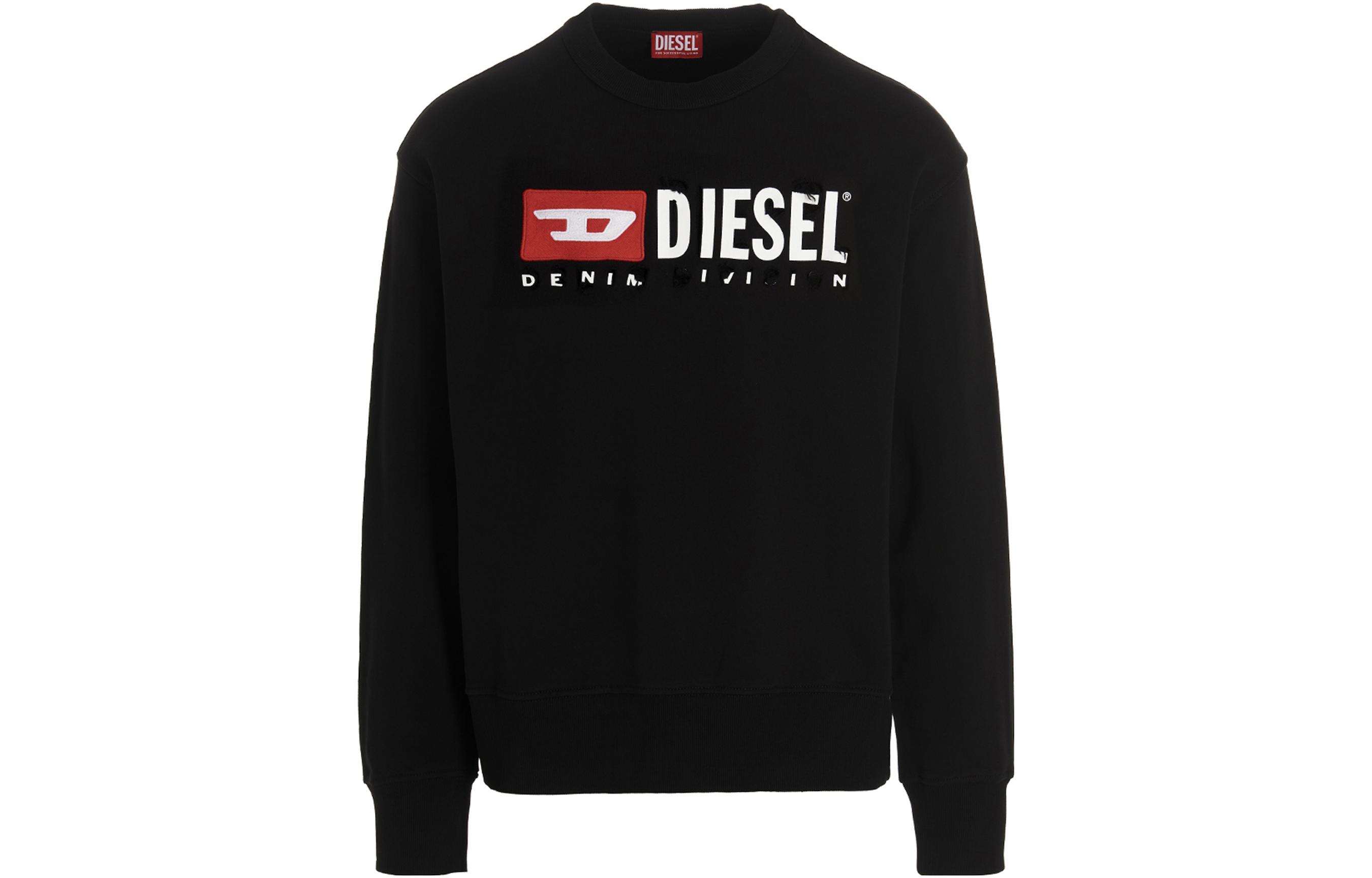 Diesel SS23 Letter Print Crewneck Pullover Sweatshirt Men’s Black A107320DNAI900