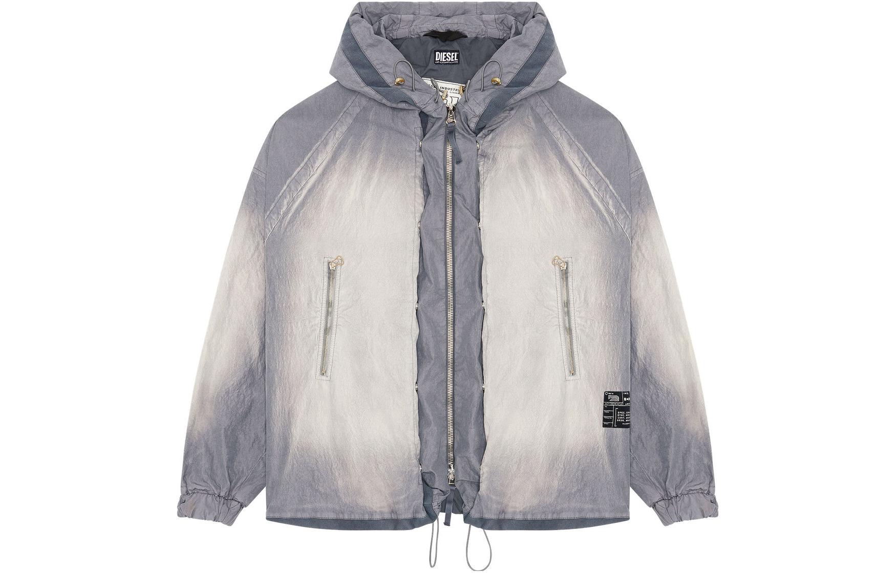 Diesel SS23 Lightweight Hooded Zip-Up Jacket Men’s Gray A098190HIAD-9CC