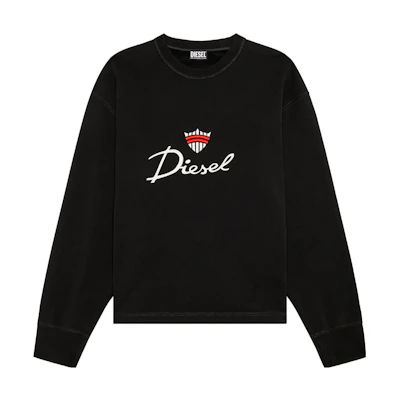 Diesel SS23 Logo Embroidered Crewneck Long-Sleeve Sweatshirt Black () A090290CJAD-900