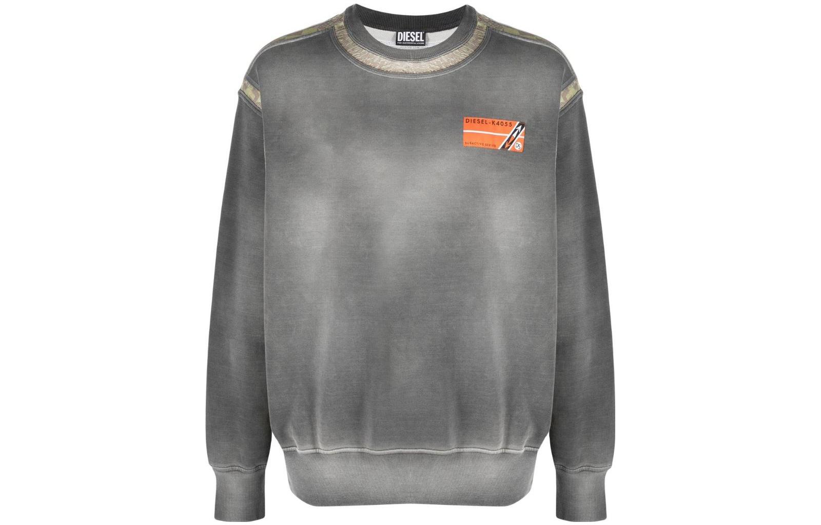 Diesel SS23 Logo Print Crewneck Long Sleeve Sweatshirt Grey () A085300LGAB-02A