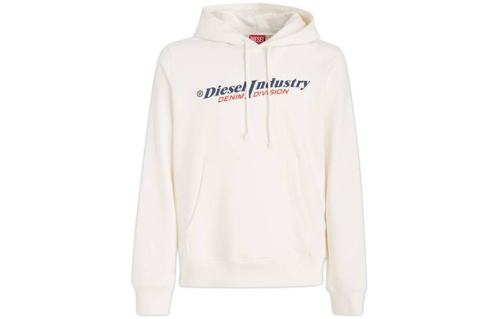 Order Diesel SS23 Logo Print Long-Sleeve Hoodie Off-White A037440HERE-141