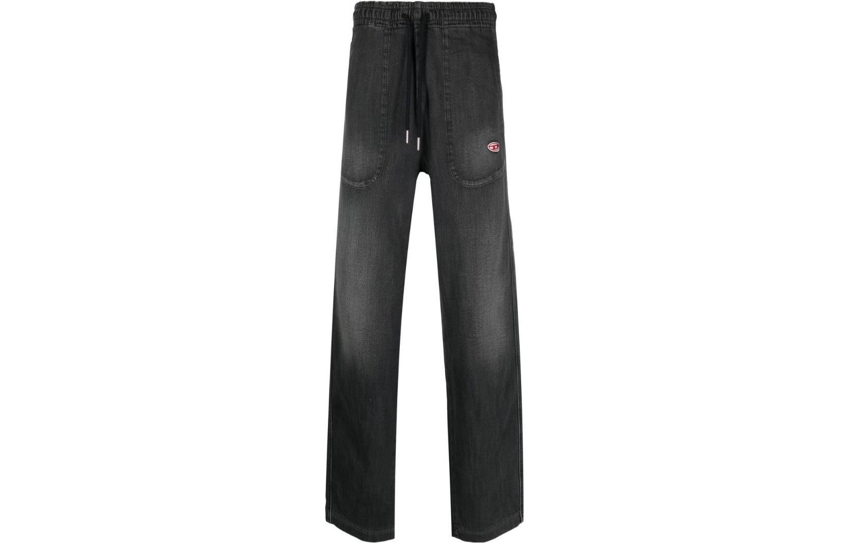 DIESEL SS23 Mid-Rise Drawstring Straight Fit Jeans Men’s Black Fade Effect. A0392409E3-002