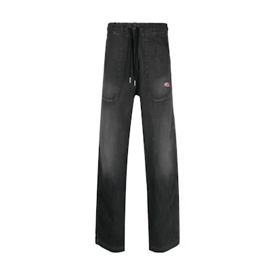 DIESEL SS23 Mid-Rise Drawstring Straight Fit Jeans Men’s Black Fade Effect. A0392409E3-002