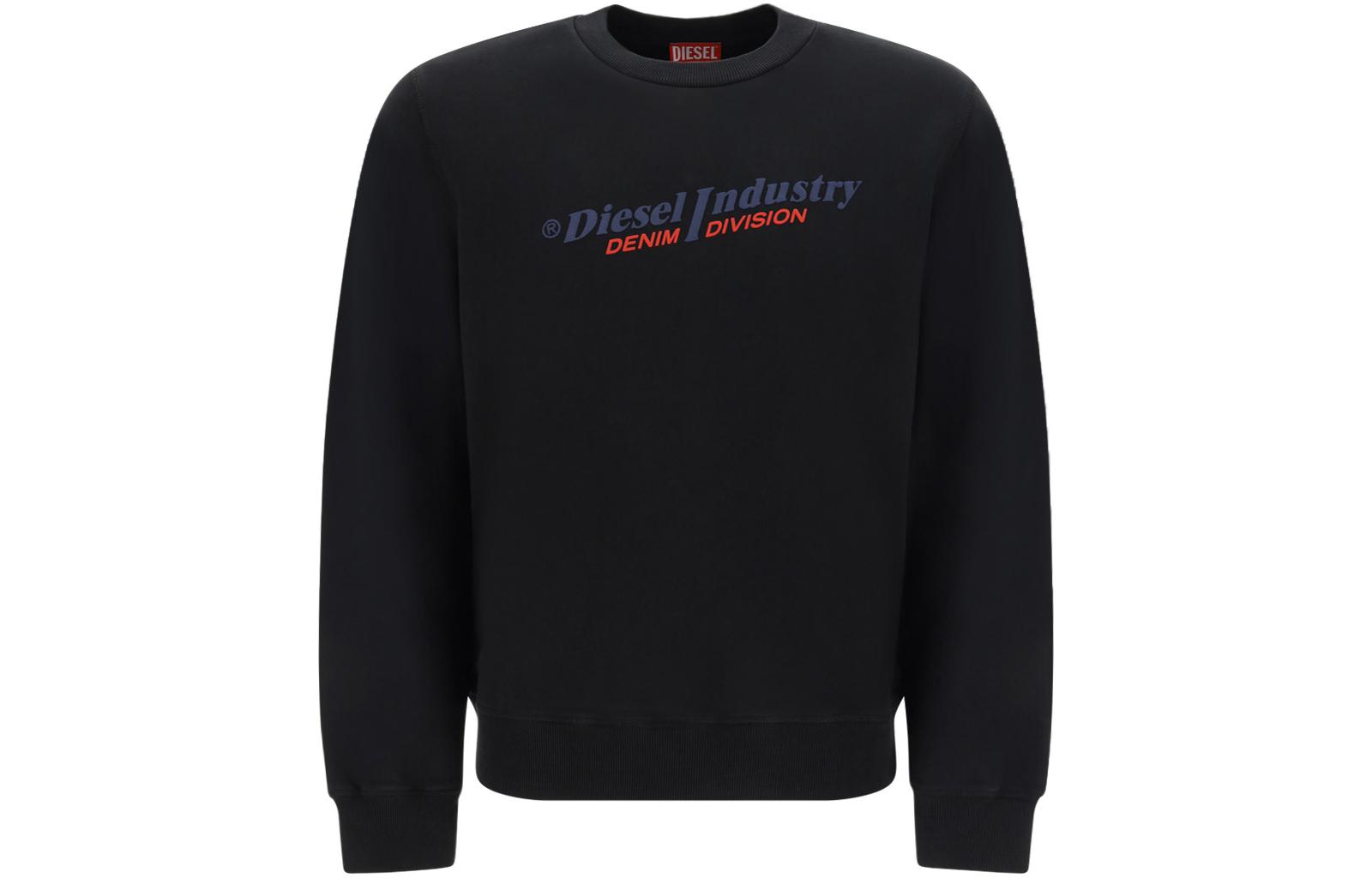 Diesel SS23 Navy Blue Crewneck Embroidered Letter Sweatshirt Men Long Sleeve A037430HERE-96B