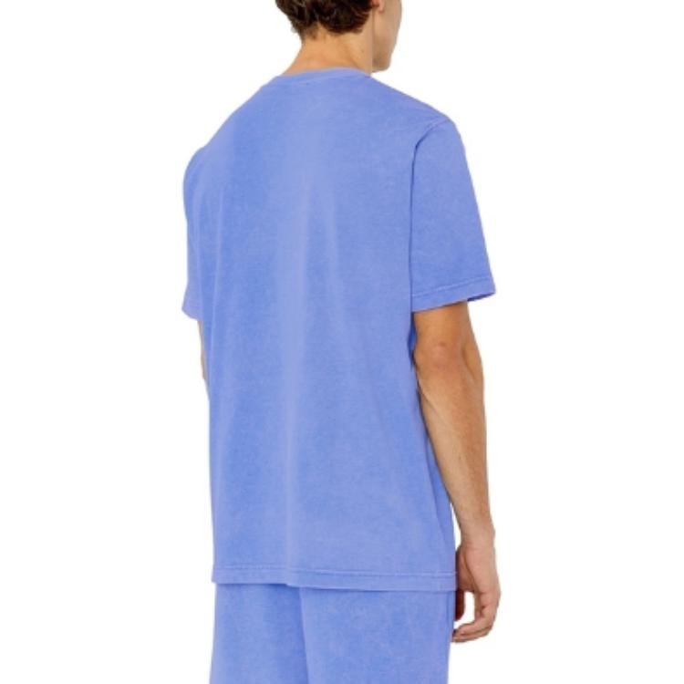 Shop DIESEL SS23 Oval-D Collection Blue Crew Neck Short Sleeve T-Shirt for Men A085320CJAA-1