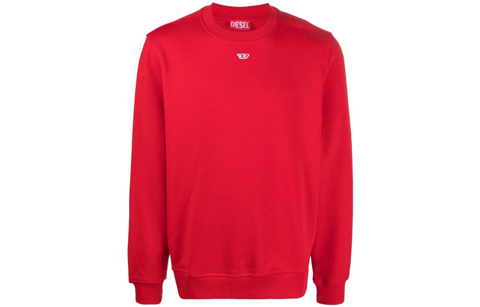 Diesel SS23 Oval-D Small Logo Red Crewneck Sweatshirt for Men A040750GEAD-42G
