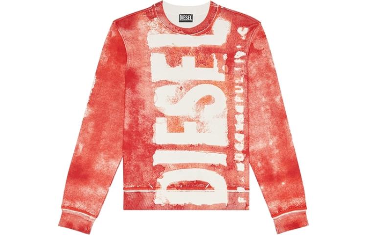 Diesel SS23 Red Distressed Letter Print Long-Sleeve Sweatshirt for Men A086640NFAV-44Q