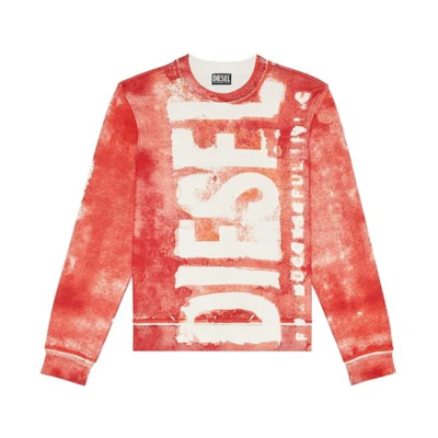 Diesel SS23 Red Distressed Letter Print Long-Sleeve Sweatshirt for Men A086640NFAV-44Q
