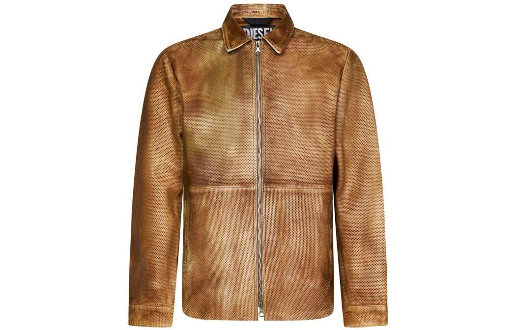 Diesel SS23 Solid Color Casual Zip-Up Jacket Brown A088070WEAU-78C