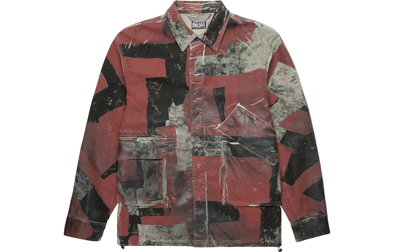 Diesel SS23 Solid Printed Regular Fit Brown Long Sleeve Jacket A033350CEAM