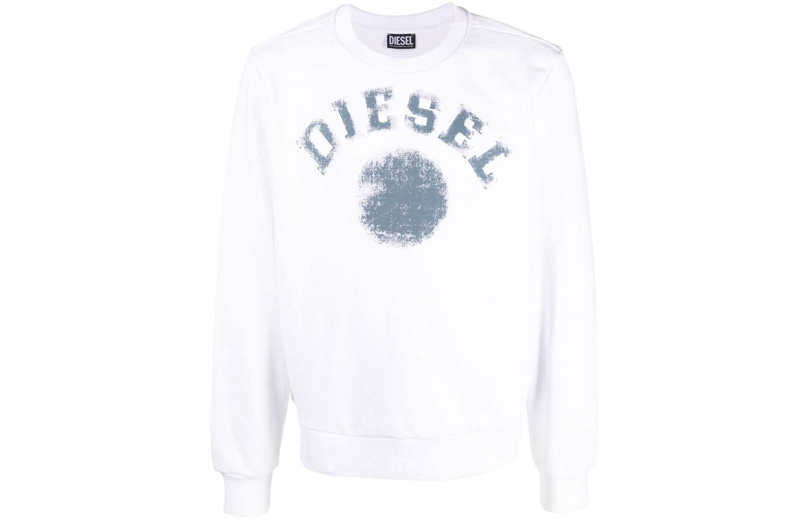 Diesel SS23 White Crewneck Sweatshirt with Letter Pattern Print A086850HAYT-100