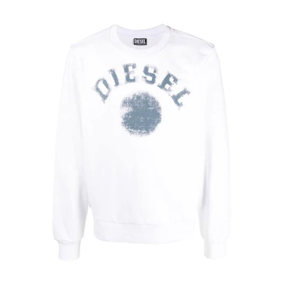 Diesel SS23 White Crewneck Sweatshirt with Letter Pattern Print A086850HAYT-100