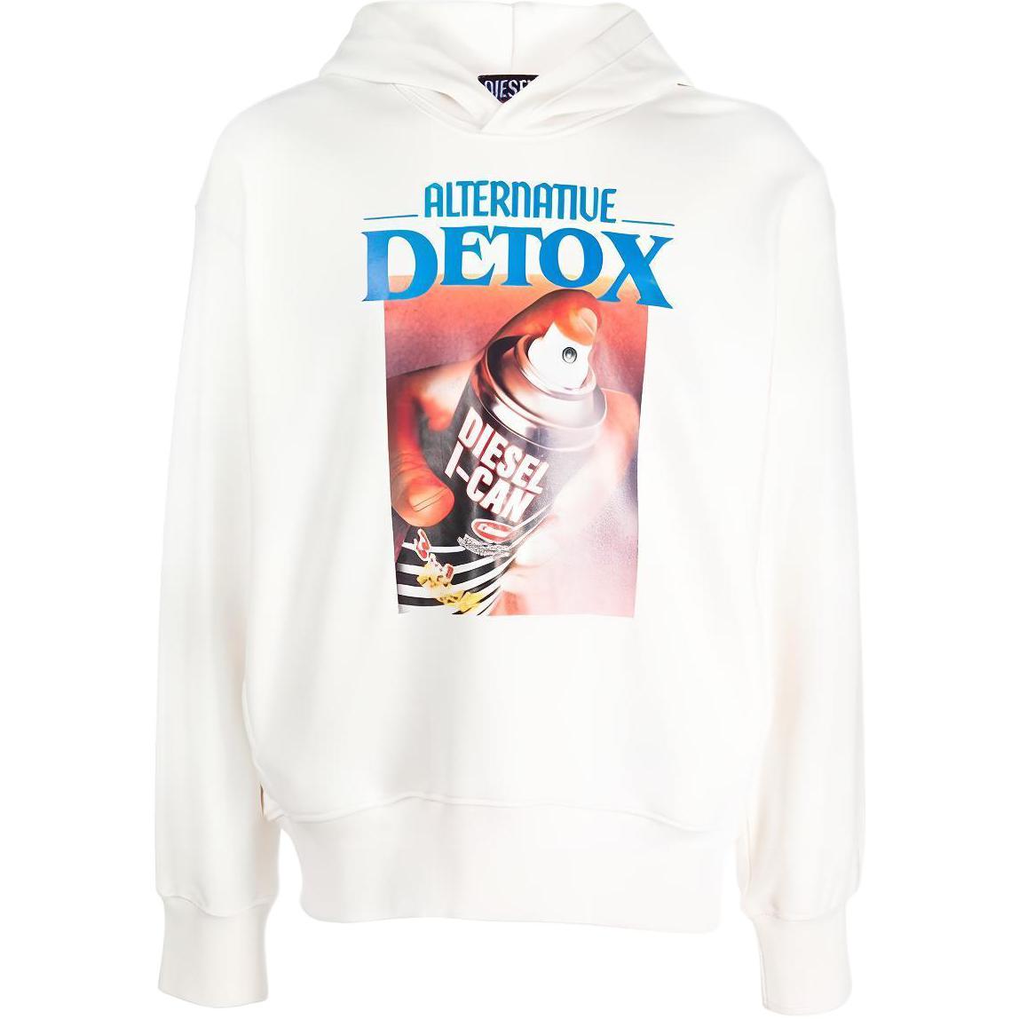 Diesel SS23 White Pullover Sweatshirt with Logo Graphic Print A086420JFAV-141