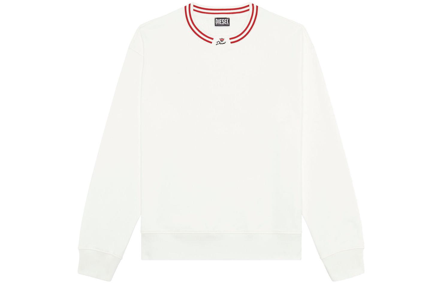 Diesel SS23 White Striped Trim Crewneck Pullover Sweatshirt A085250CJAD-141