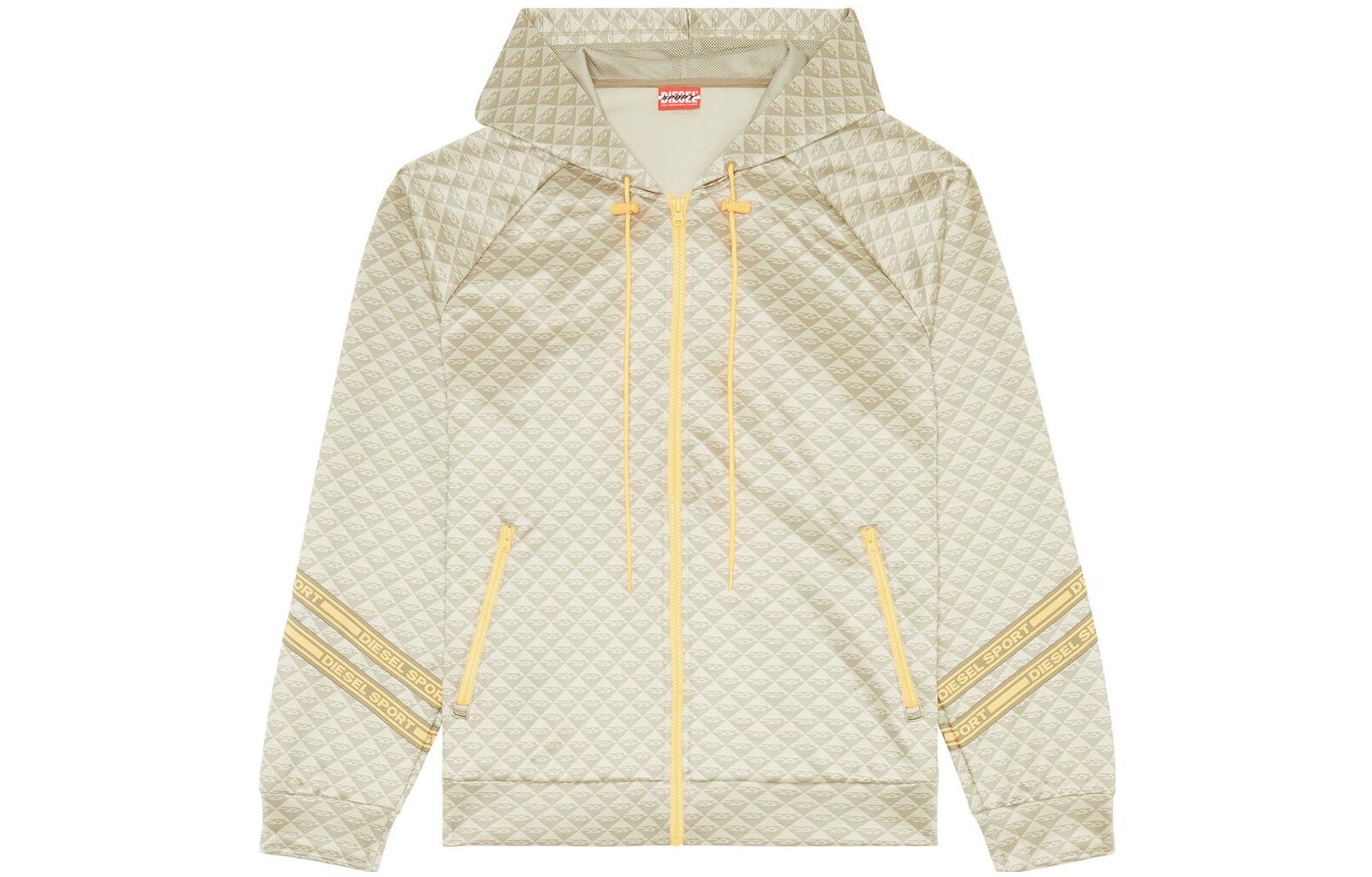 Diesel SS23 Yellow Diamond Print Zip-Up Track Jacket for Men A093640AIJB-7EE