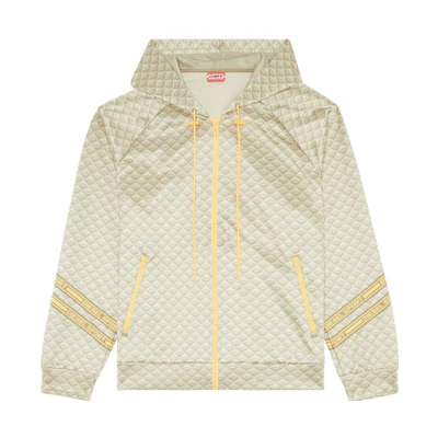 Diesel SS23 Yellow Diamond Print Zip-Up Track Jacket for Men A093640AIJB-7EE