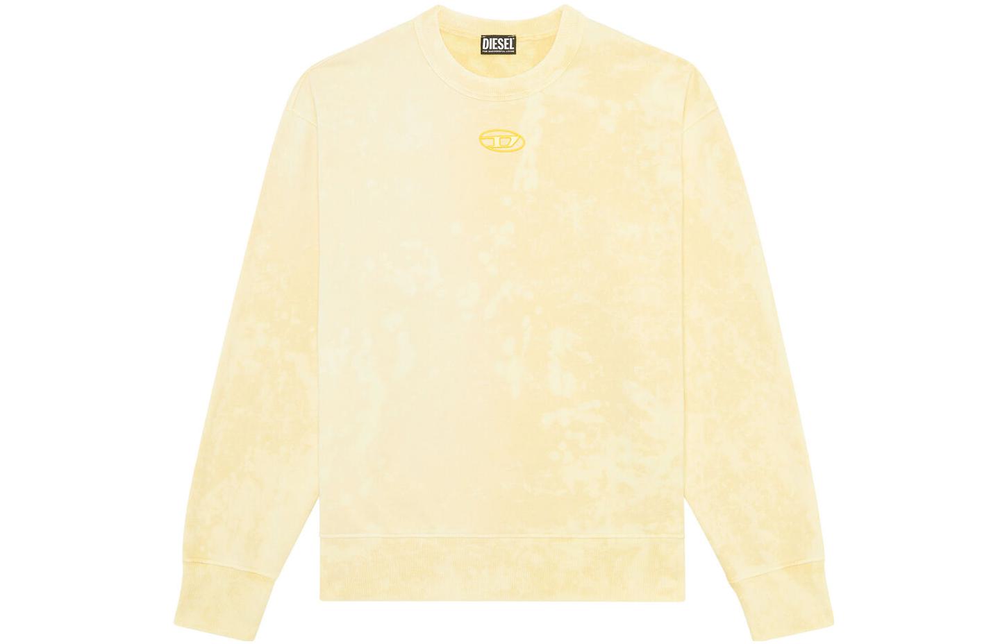 Diesel SS23 Yellow Logo Print Crewneck Pullover Long Sleeve Sweatshirt A085400AIJJ-21G