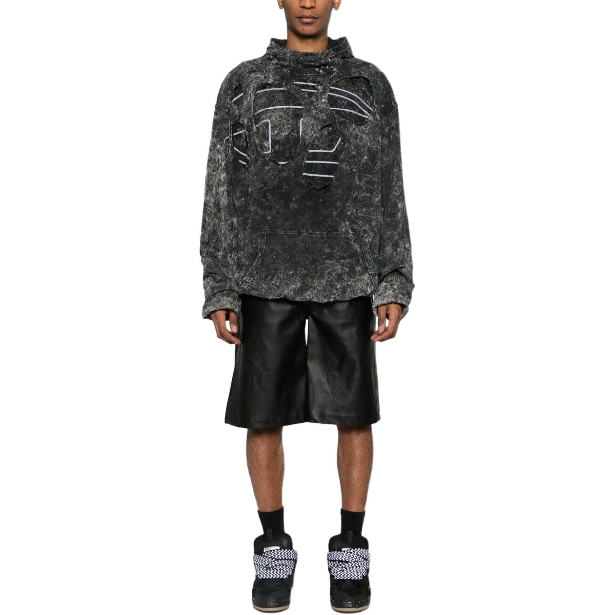 Lookbook DIESEL SS24 黑色做舊復古感寬鬆連帽衫 A136380DQAM-9XX