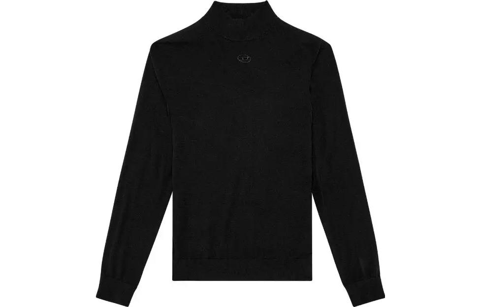 DIESEL SS24  Black Knit Hollow-Out High-Neck Pullover Sweater. A124450CHAU-9XX