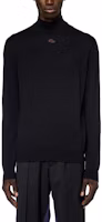 Shop DIESEL SS24 Black Knit Hollow-Out High-Neck Pullover Sweater. A124450CHAU-9XX