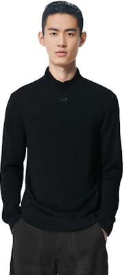 DIESEL SS24 Black Knit Hollow-Out High-Neck Pullover Sweater. A124450CHAU-9XX Details for DIESEL SS24 Black Knit Hollow-Out High-Neck Pullover Sweater. A124450CHAU-9XX