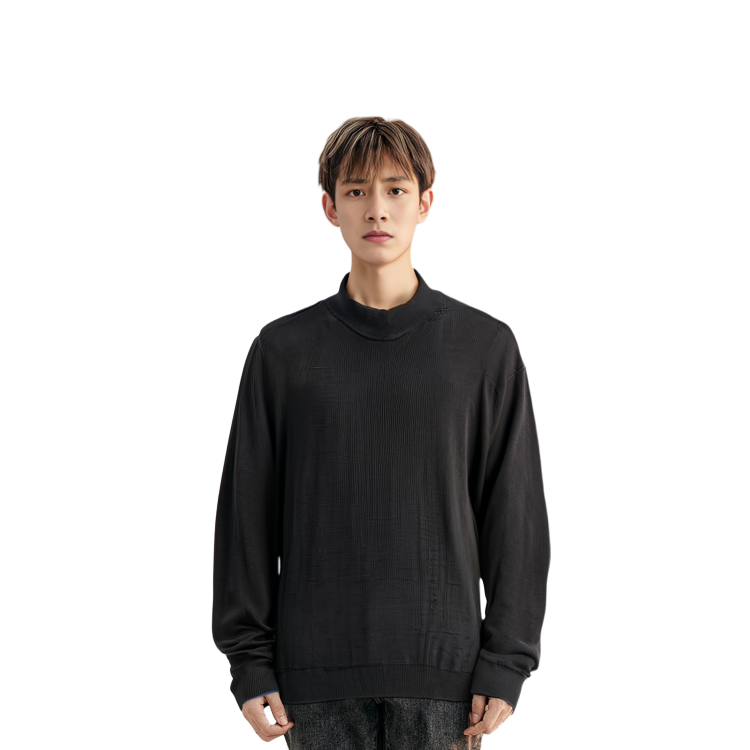 Sizing DIESEL SS24 黑色针织镂空高领毛衣。 A124450CHAU-9XX